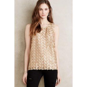 Anthropologie Golden Leaves Sleeveless Top NWT
